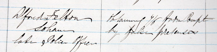 part of entry for PC Felton